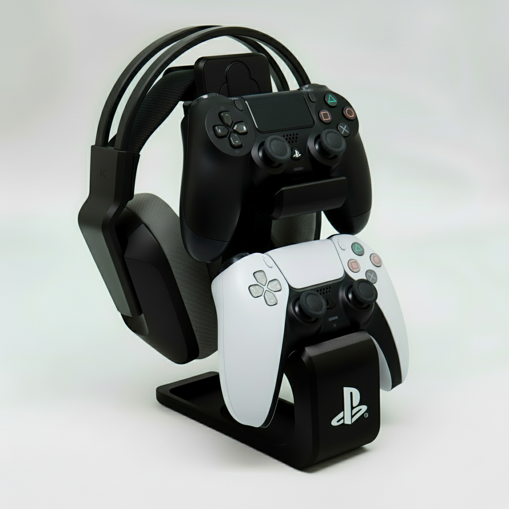 Combined Headphone & PlayStation Dual Controller Stand