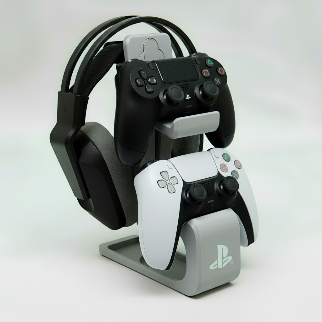 Combined Headphone & PlayStation Dual Controller Stand