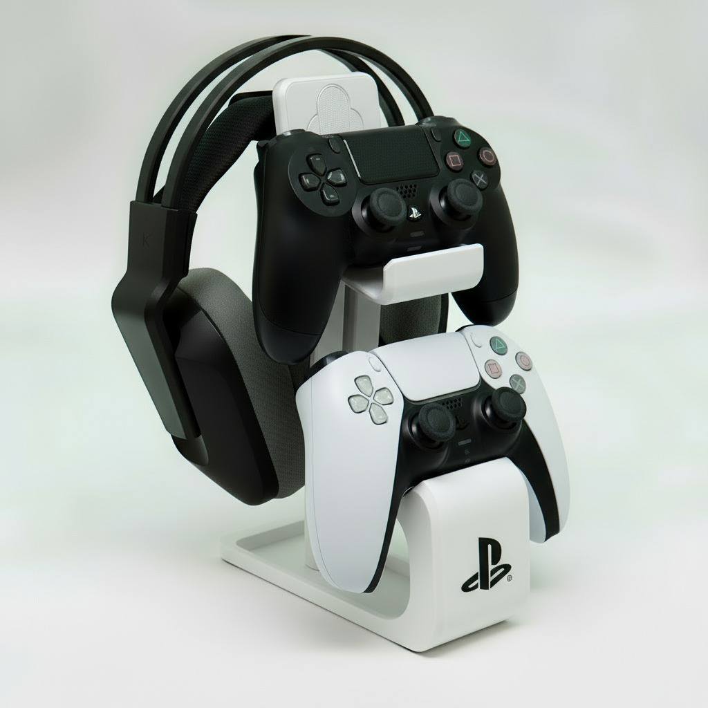 Combined Headphone & PlayStation Dual Controller Stand