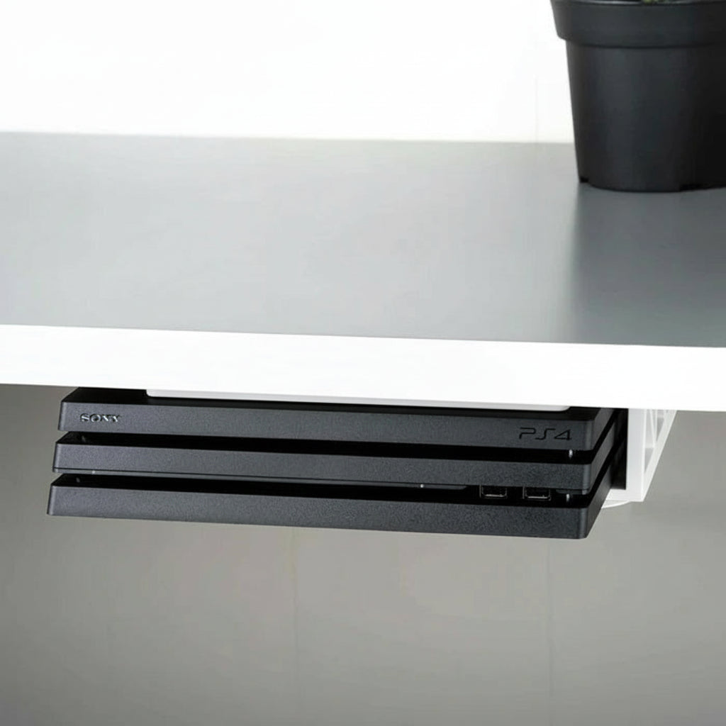 Under-Desk Mount For Sony PlayStation 4 (All Models) – Black Plastic Wall/Desk Mount