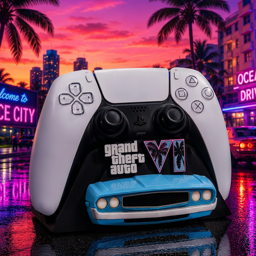 Blue controller stand with number plates removed