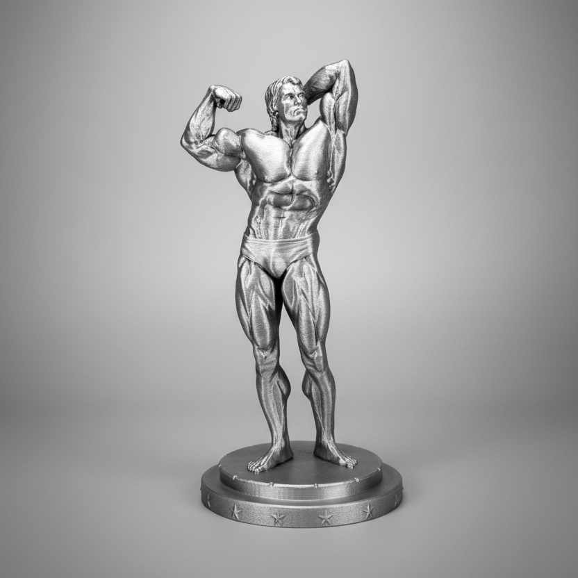 Bodybuilder statue with studio grey background - Image 1