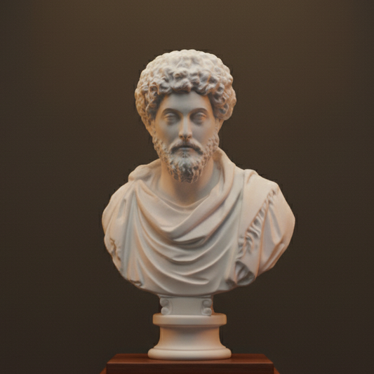 Classical bust with dark wood theme