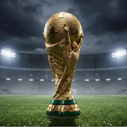 FIFA World Cup Trophy on Night Football Field