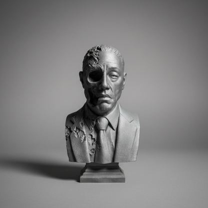 Grey studio background for collectible bust