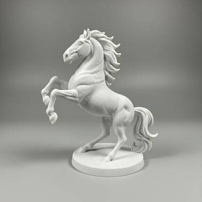 Horse figurine with grey studio background