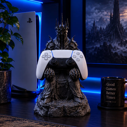Dark Lord controller stand holding a PS5 controller, front view