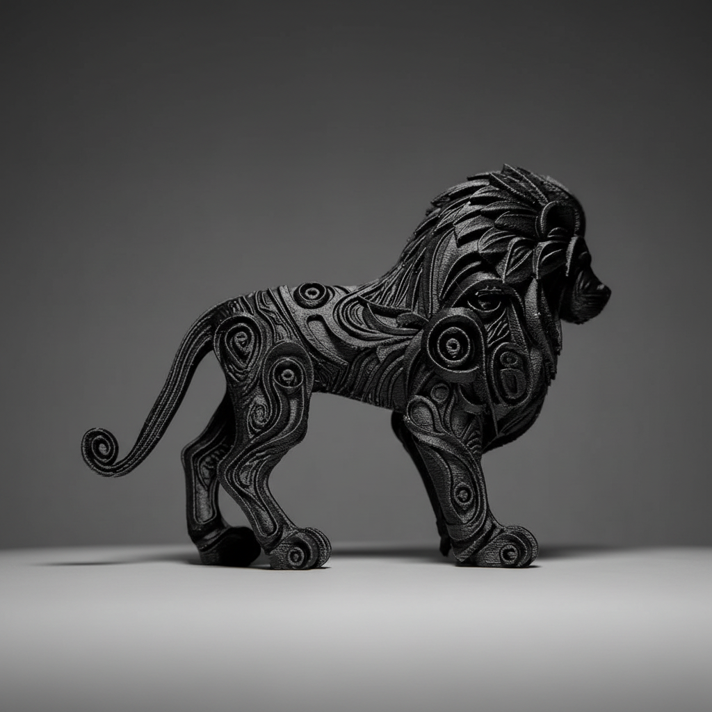 Lion Sculpture - Square Grey Background 2