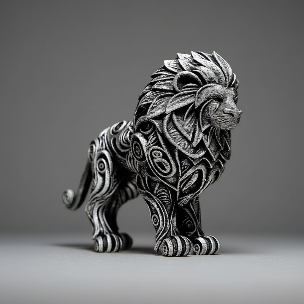 Lion Sculpture - Square Grey Background 4