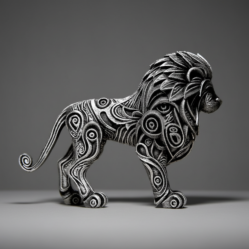 Lion Sculpture - Square Grey Background 5
