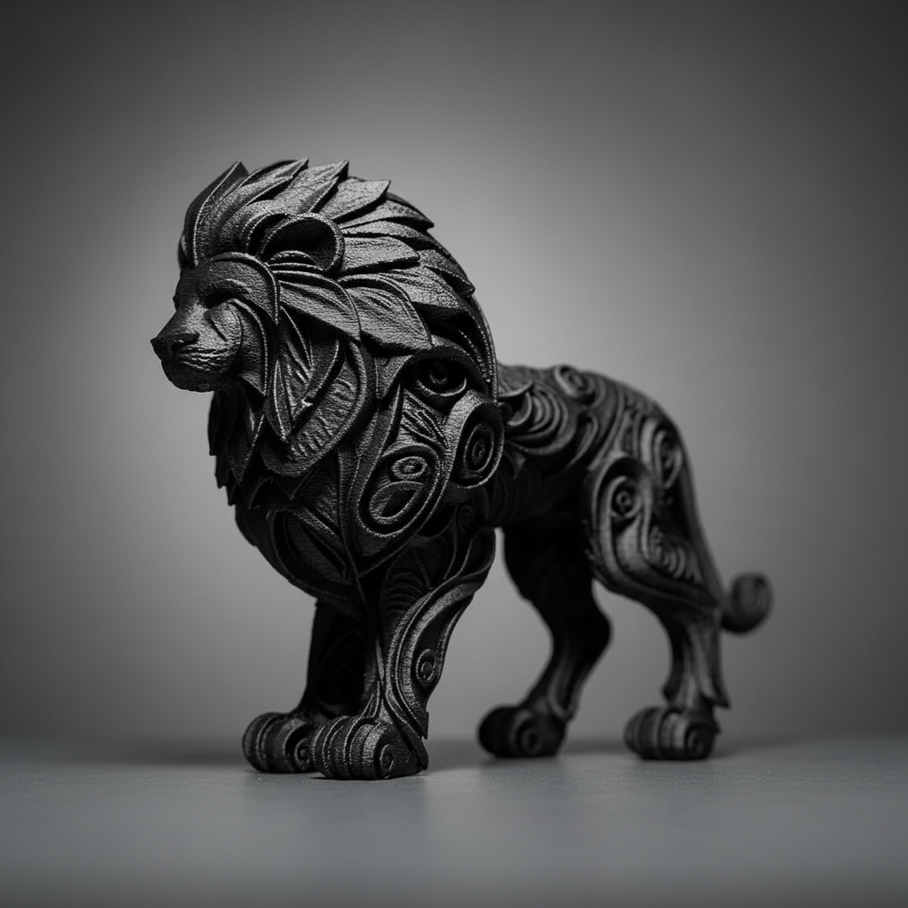 Lion Sculpture - Square Grey Background 6