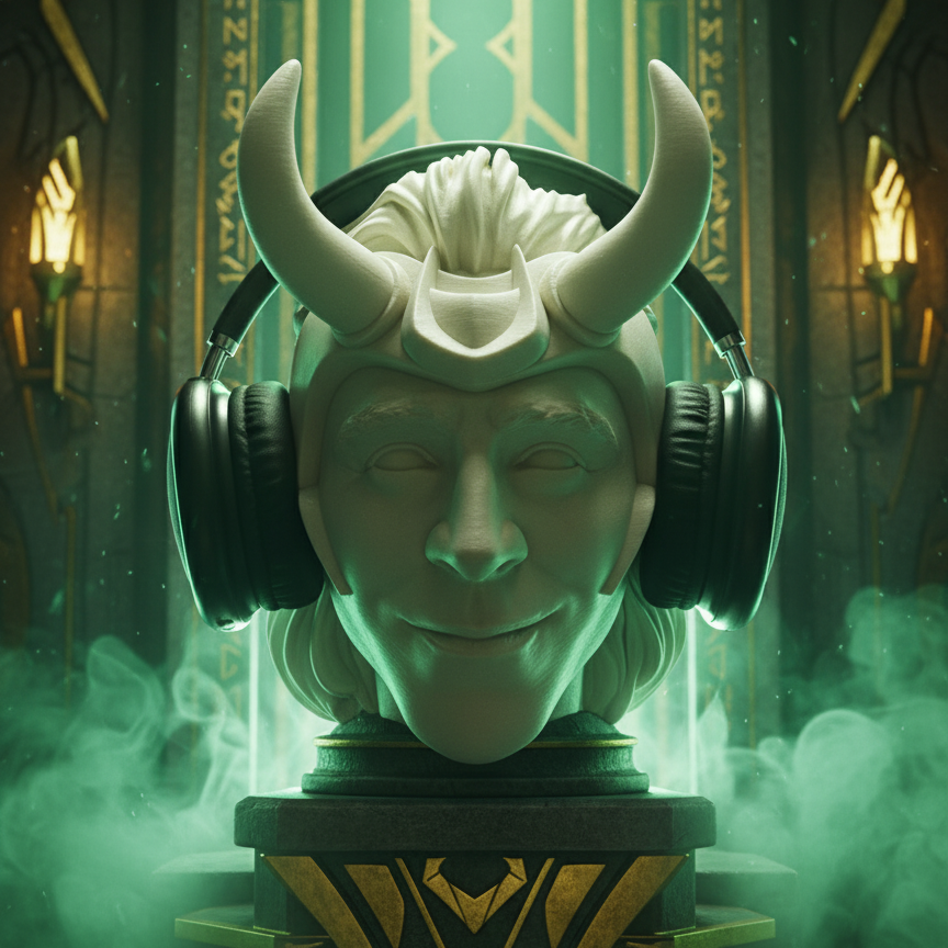 Loki theme with green and gold mystical lighting