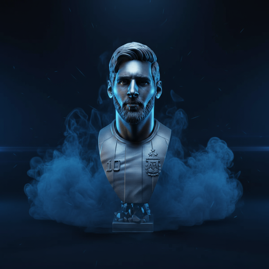 Messi bust banner - close-up dramatic