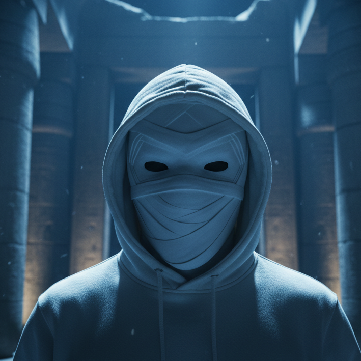 Night Egyptian temple with moonlight