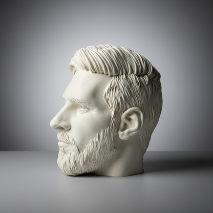 Opposite side profile view on grey studio background