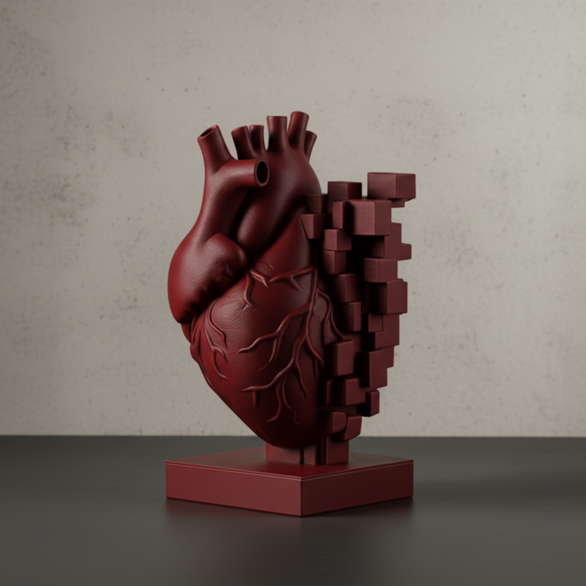 Pixel Heart Sculpture