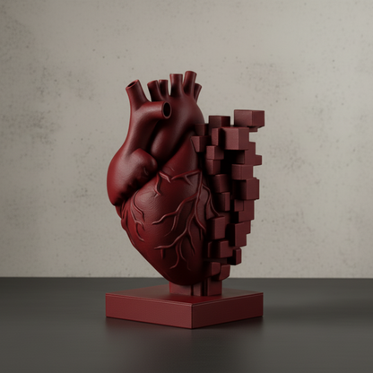 Pixel Heart Sculpture