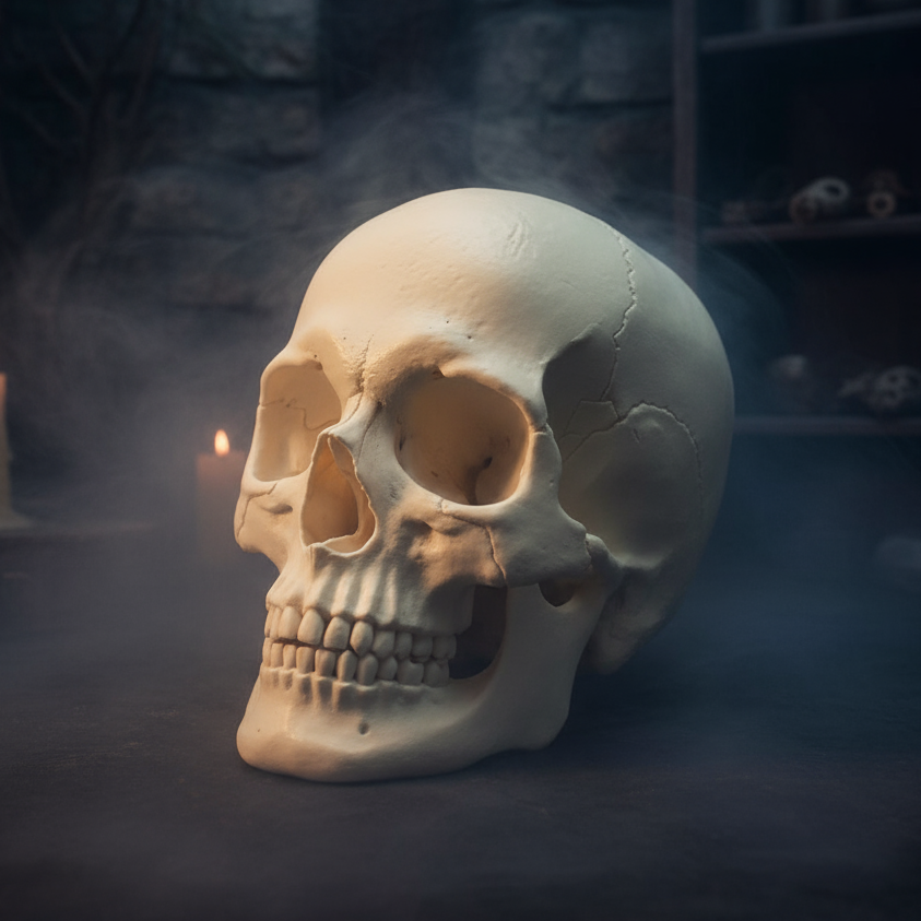 Skull with scary background