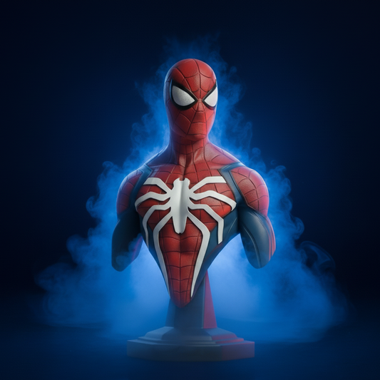 Spider-Man bust with blue backlighting - zoomed out
