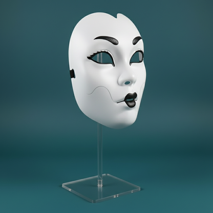 White mask angled to face right